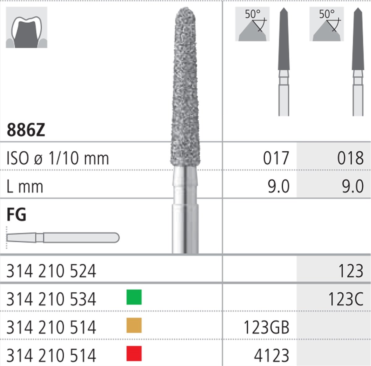 Intensiv SA Diamond 50 ° Tapered Bur - 6pk 886Z/018-coarse - DMI Ireland's Leading Dental Supplier - Next Day Delivery