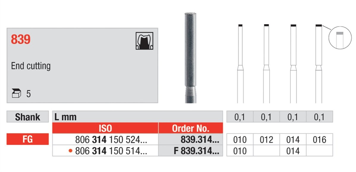 Edenta Diamond End Cutting Tall Bur -5pk Size 016 - DMI Ireland's Leading Dental Supplier - Next Day Delivery