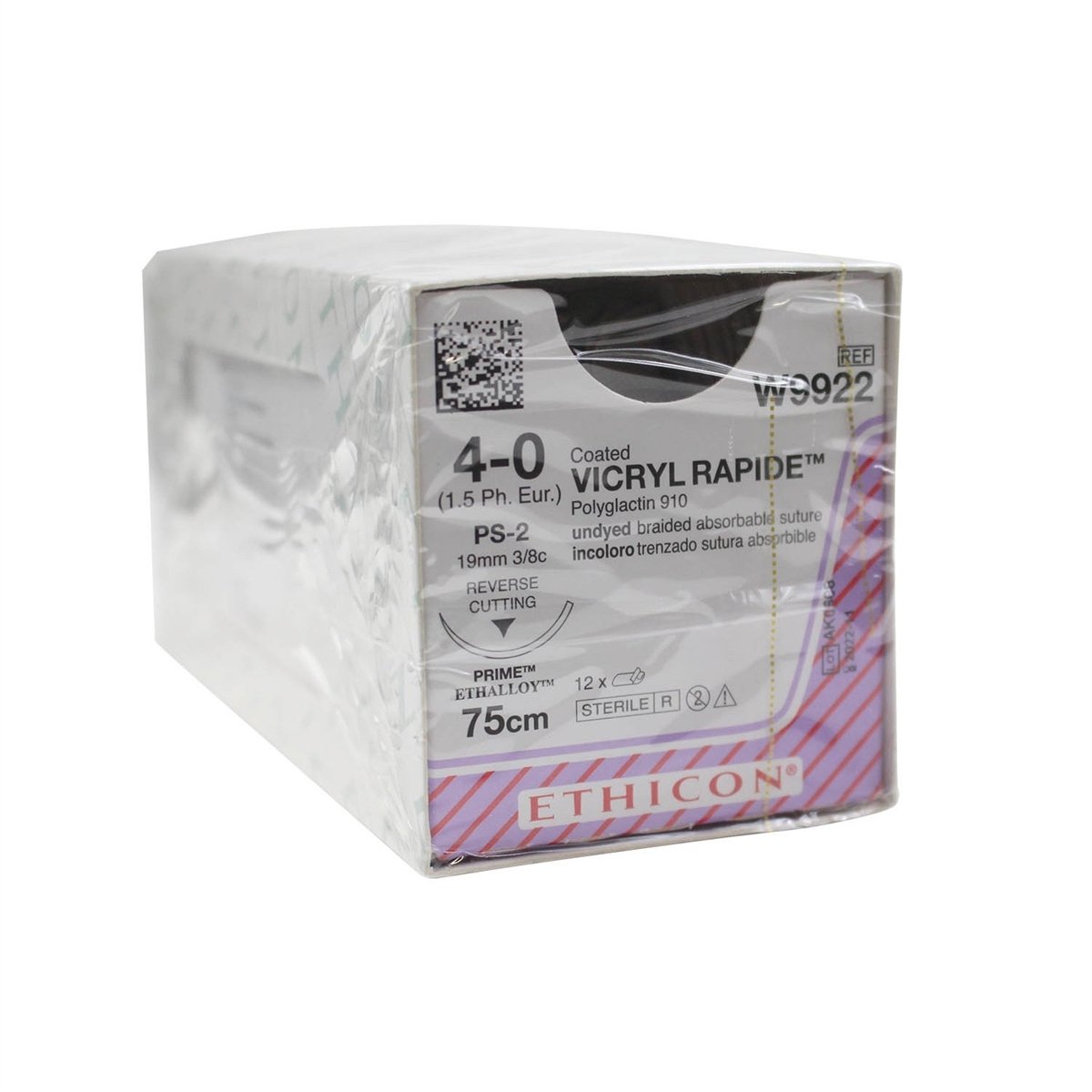 Johnson & Johnson 4/0 Vicryl Rapide Sutures - 75cm x 12  19mm, 3/8 Circle, RC- DMI Dental Supplies Ireland